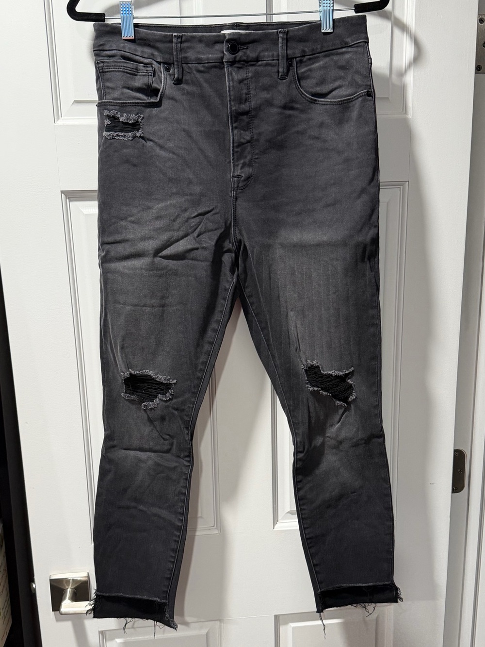 Good American Black Distressed Skinny Jeans